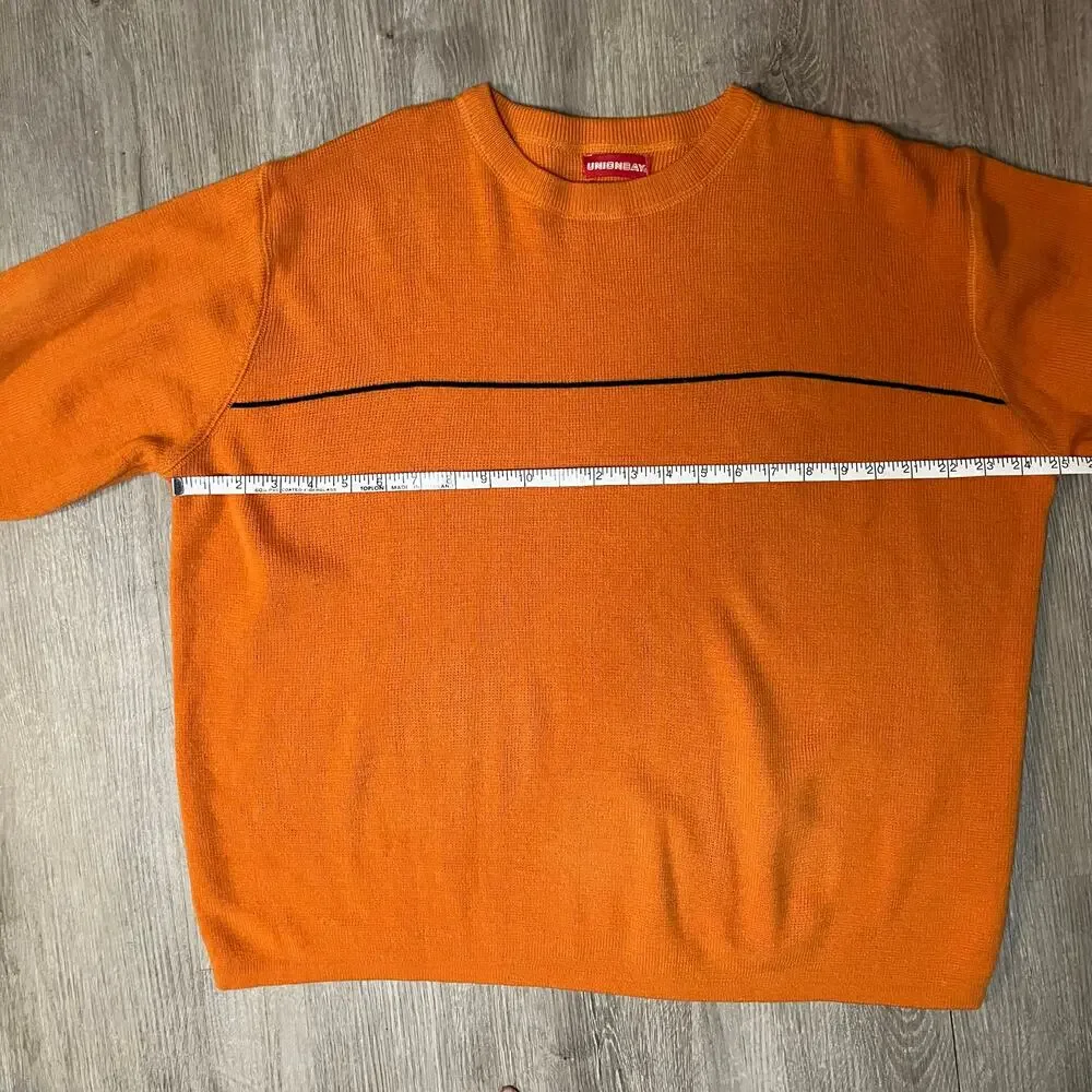 Vintage Men's 90's‎ Y2K Orange Union Bay Pullover Crewneck Knit Sweater Baggy L